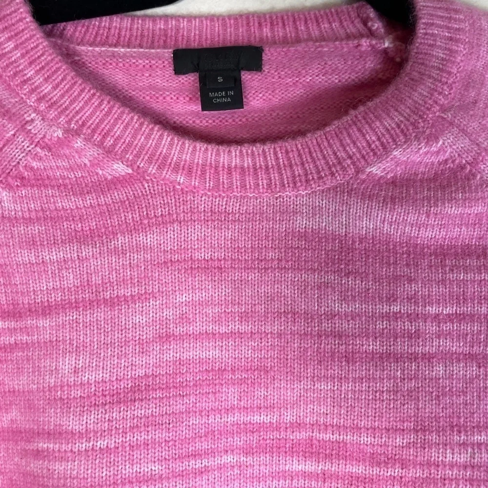 J. Crew Collection Women's Sz S Marled Pink Tie-Sleeve Wool Alpaca Crew sweater